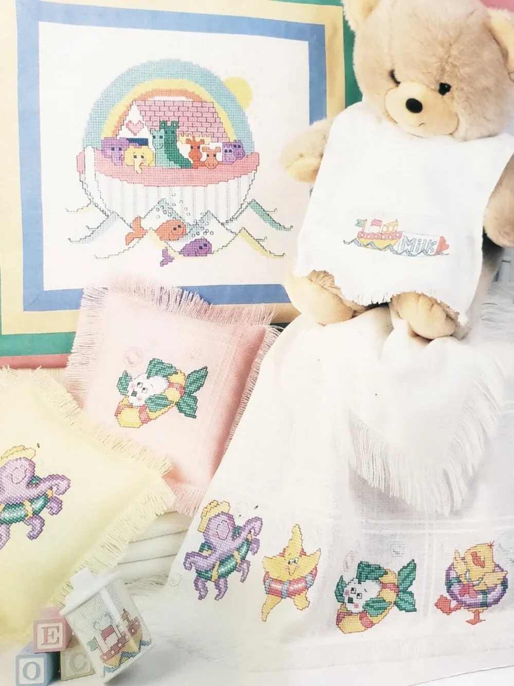 Water Babies Cross Stitch Leaflet 2280 Leisure Arts 1992 Octopus Starfish Duck